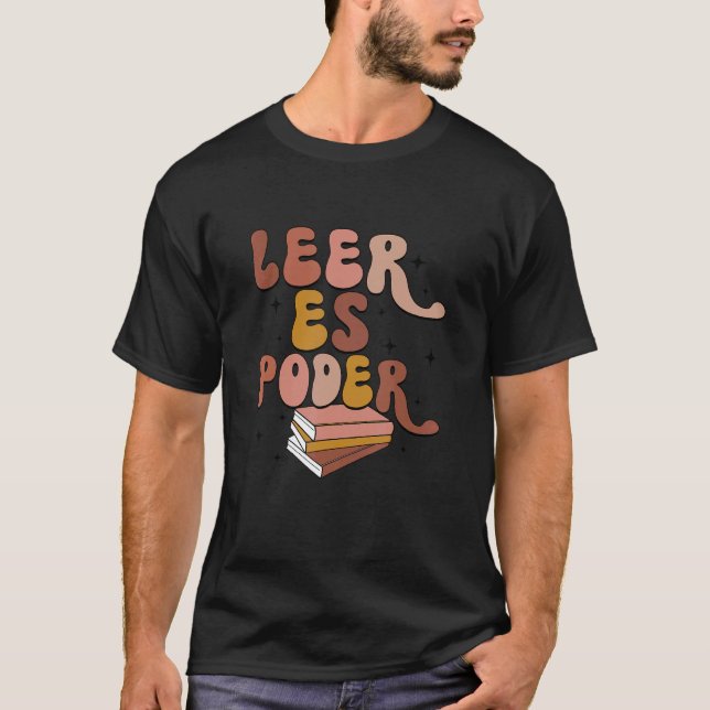 Camiseta Leer Es Poder Groovy Professora Espanhola Bilingua (Frente)