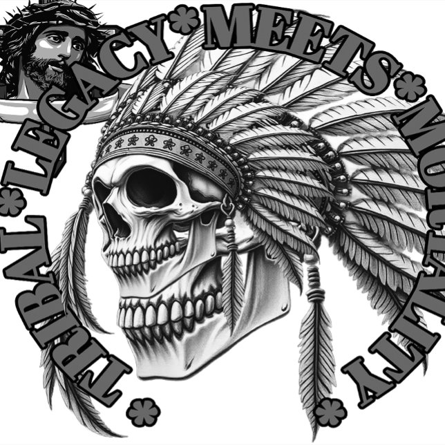 Camiseta Legado Tribal Atende à Mortalidade (ribal Legacy Meets Mortality" is a powerful depiction that fuses the enduring spirit of indigenous )