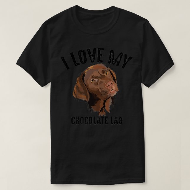 Camiseta Legal Adoro Meu Laboratório De Chocolate Engraçado (Frente do Design)