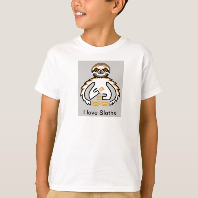 Camiseta Legal Adoro SLOTHS - Imagem animal - Vida selvagem (Frente)