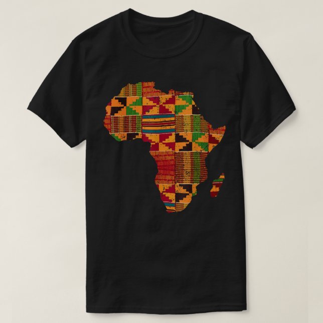 Camiseta Legal África Mapa Kente Cloth Presente Para Homens (Frente do Design)