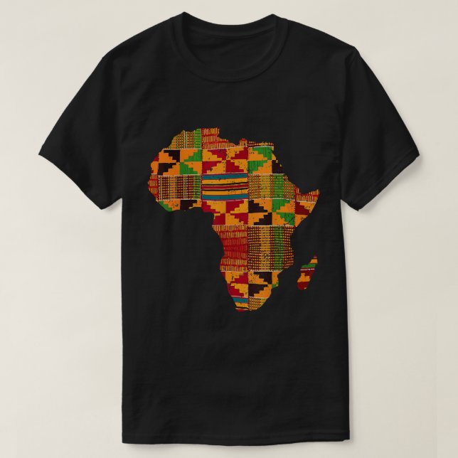 Camiseta Legal África Mapa Kente Cloth Presente Para Homens (Frente do Design)