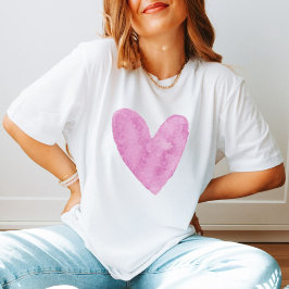 Camiseta Legal amor - Tendência de Coração Rosa-Cor-de-Água