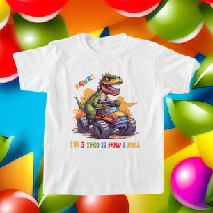 Camiseta legal aniversário de 3 anos de dinossauro pré-hist