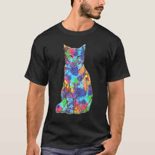 Camiseta Legal Aquarela Gato Considerado Estilo de Arte Col