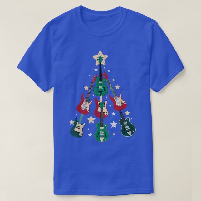 Camiseta Legal Árvore De Natal De Guitarra Para Música É En (Frente do Design)