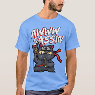 Camiseta Legal Awww Sassin Samurai Cat Funny Ninja Cat Mang