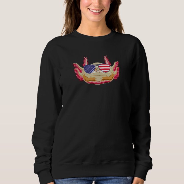 Camiseta Legal Axolotl Vestindo Bandeira dos EUA Óculos sol (Frente)