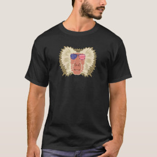 Camiseta Legal babuíno Vestindo a bandeira americana Óculos