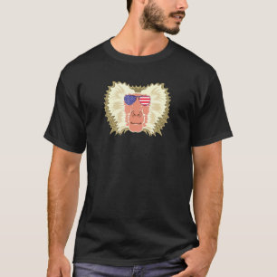 Camiseta Legal babuíno Vestindo a bandeira americana Óculos