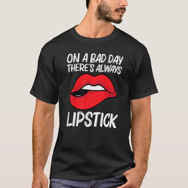 Camiseta Legal Batom Para Homens Maquiagem Cosmética (Frente)