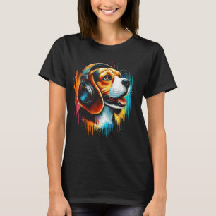 Camiseta Legal Beagle Dog Auscultadores Música Arte Natal