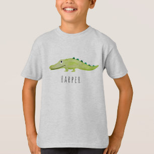 Camiseta Legal Boy's Watercolor Crocodile Safari com nome