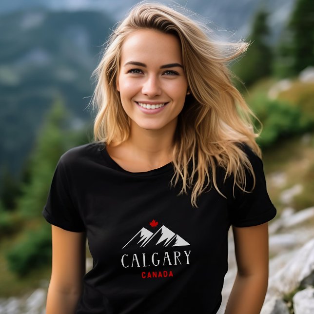 Camiseta Legal Calgary Canada Mountain Maple Leaf Dark (Criador carregado)