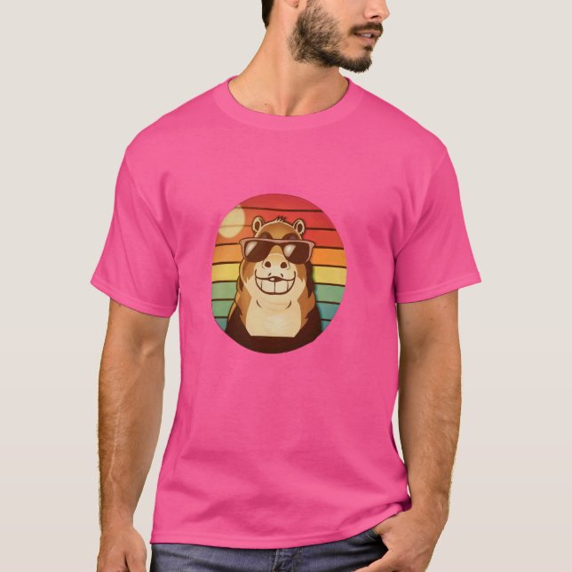 Camiseta Legal Capybara Sunset Pop Art Design (Frente)