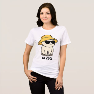 Camiseta legal chapéu amarelo de gato