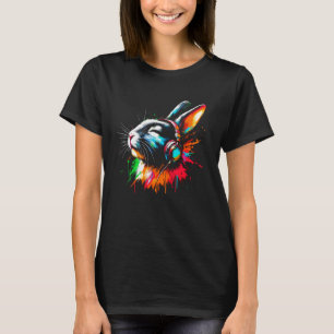 Camiseta Legal Coelho Páscoa Fone de Ouvido Música Art Nata