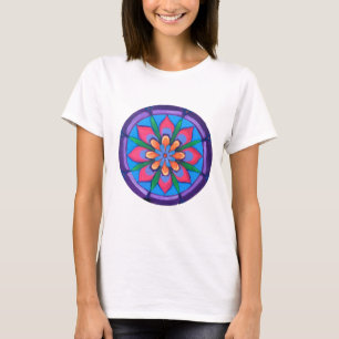 Camiseta Legal cor-de-rosa azul roxo e mandala verde