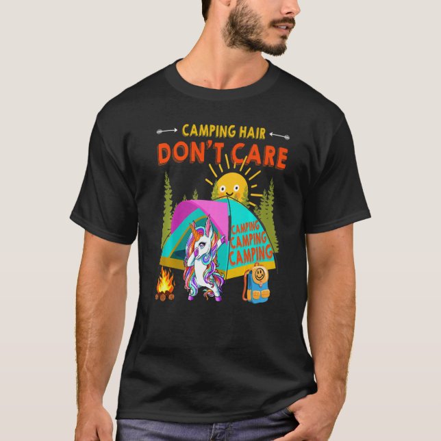 Camiseta Legal Dabbing de cabelo de acampamento do Unicórni (Frente)
