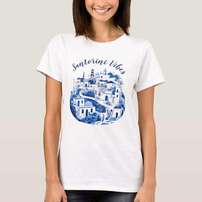 Camiseta Legal desenho Blue Santorini - Ilustração de Viage (Frente)