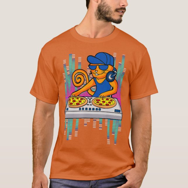 Camiseta Legal DJ Cat Pizza Presente Para Homens Meninas En (Frente)