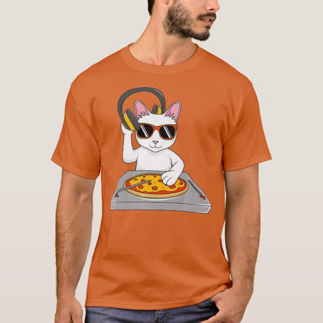 Camiseta Legal DJ Cat Pizza Presente Para Homens Meninas En (Frente)