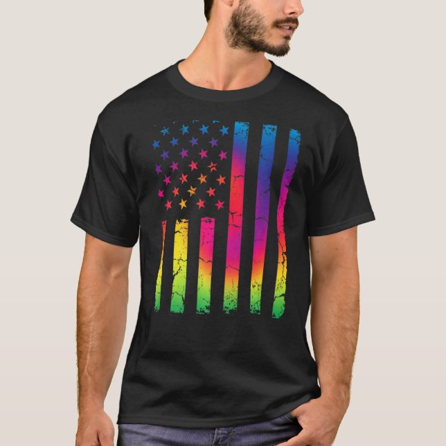 Camiseta Legal E Distante Bandeira Americana Patriótica Par (Frente)