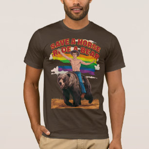 Camiseta Legal Engraçado Salve um Cavalo Passear um Urso Ga