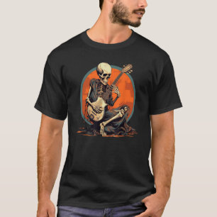 Camiseta Legal esqueleto com guitarra para Rockn Roll Music