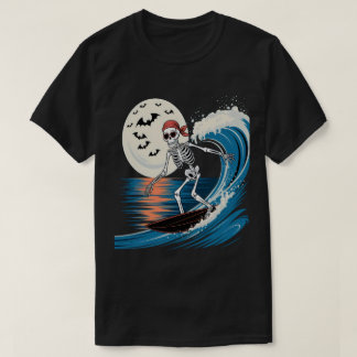 Camiseta Legal esqueleto surfando à noite - praia do Hallow