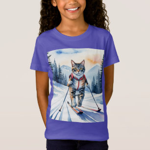 Camiseta Legal esqui esquiador Gato Kitten Diversão Cor da