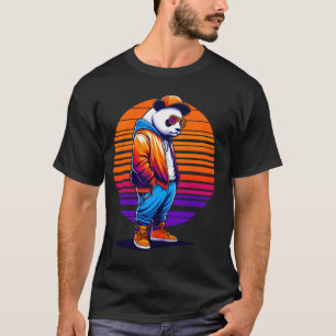 Camiseta Legal Estilo Urbano Moderno Panda Sunset Retro A