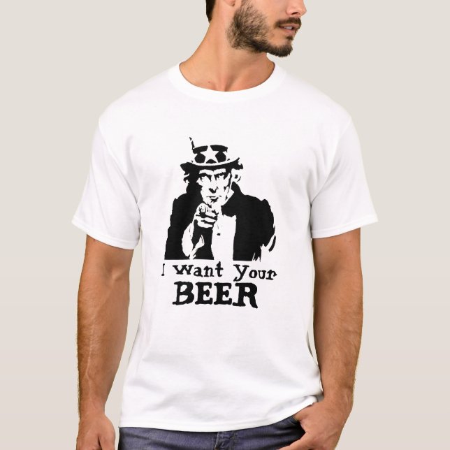 Camiseta legal Eu quero seu tio de cerveja sam engraçado be (Frente)