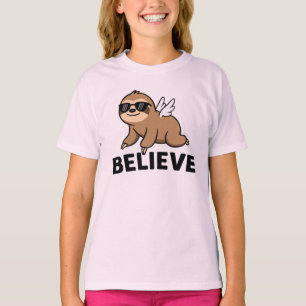 Camiseta Legal Flying Sloth Acredita em Motivação Engraçado