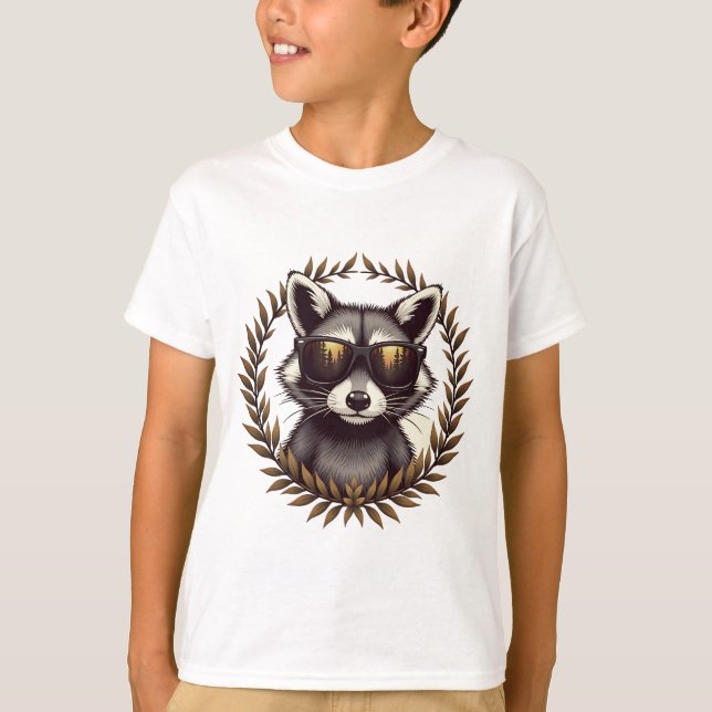 Camiseta Legal Forest Raccoon na Trabalho de arte de óculos (Frente)