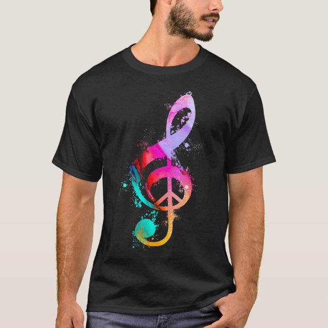 Camiseta Legal G Clef Musical Note Sinal de Paz Hippie 60s (Frente)