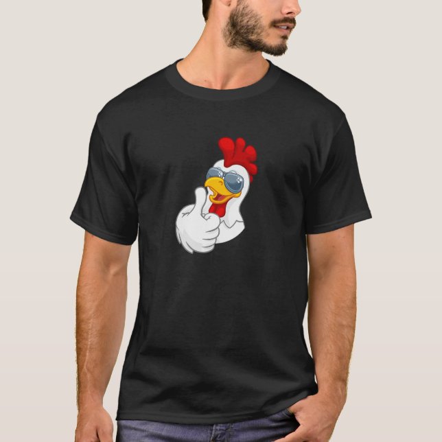 Camiseta Legal Galo Branco de Frango com Óculos Solares (Frente)