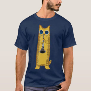 Camiseta Legal Gato A Tocar O Gatinho Hippy Clarinet Design