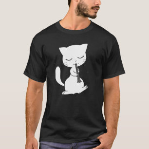 Camiseta Legal Gato A Tocar O Hipster Clarinet Hippy