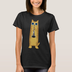 Camiseta Legal Gato A Tocar O Hipster Hippy Clarinet Design