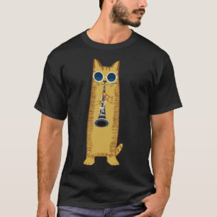 Camiseta Legal Gato A Tocar O Hipster Hippy Clarinet Design