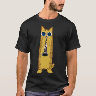 Camiseta Legal Gato De Hippy Com Óculos De Sol Tocando Clar