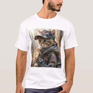 Camiseta Legal Gato de MAGA com Arma e Camuflagem AMÉRICA F