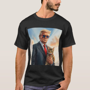 Camiseta Legal Gato de MAGA TRUMP Segurando óculos de sol b