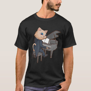 Camiseta Legal Gato Jogando Piano Funny Kitten Instrumento 