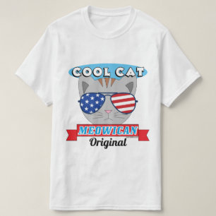 Camiseta Legal Gato Meowican Original Patriótico Funny Pun
