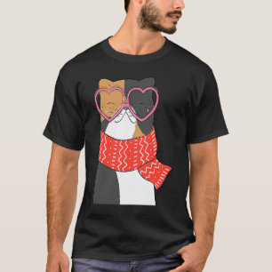 Camiseta Legal Gato Negro Gato Vermelho Óculos de Coração F