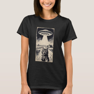 Camiseta Legal Gato Selfie Com OVNI Alienígena Engraçado