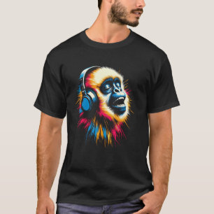 Camiseta Legal Gibbon Monkey Headphone Música Art Natal B