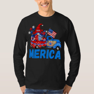 Camiseta Legal Gnomo Patriótico Caminhão Americano Bandeira